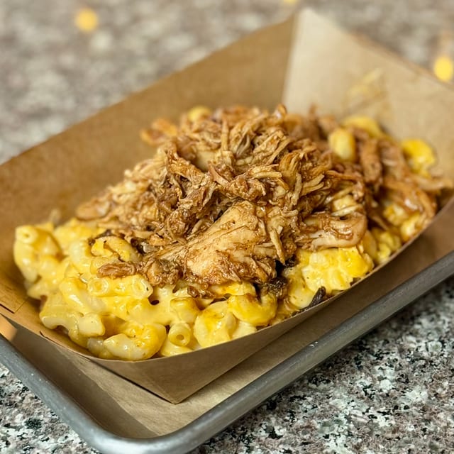 Pulled Chicken Loaded Mac.
