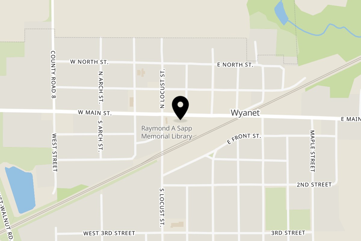 Map showing the location of Rossy's BBQ Joint on 115 E Main St in Wyanet